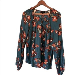 Women’s Jessica Simpson Teal/Green Floral Long Sleeved Blouse